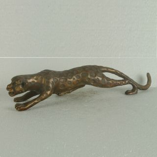 China Exquisite Gilt Brass Animal Figurines Leopard Carved Statue Rt1023