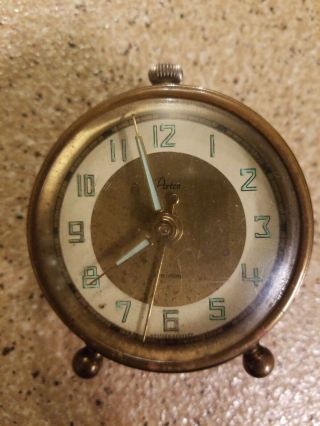 Vintage Artco Radium Brass Windup Alarm Clock Germany - Baby Ben