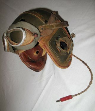 WWII U.  S.  Tanker helmet with earphones and goggles. 2