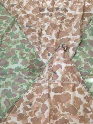 WW2 USMC US Marine Corps Camouflage Shelter Half Pup Tent 1945 Dated 11