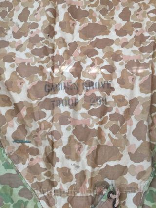 WW2 USMC US Marine Corps Camouflage Shelter Half Pup Tent 1945 Dated 12