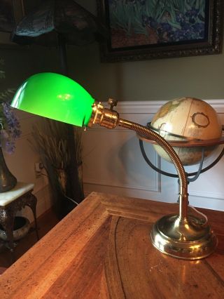 Antique Arts And Crafts Miller Lamp Co.  Brass Gooseneck Lamp,  Handel B&h Era