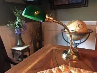 Antique Arts And Crafts Miller Lamp Co.  Brass Gooseneck Lamp,  Handel B&H Era 5