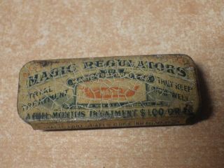 Antique Advertising Tin Litho Magic Regulators Medicine Trial Size Rheumatism