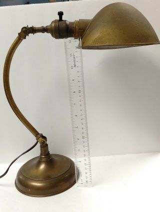 VERY RARE VINTAGE MILLER CAST IRON AND BRASS DESK TABLE LAMP 1091 5