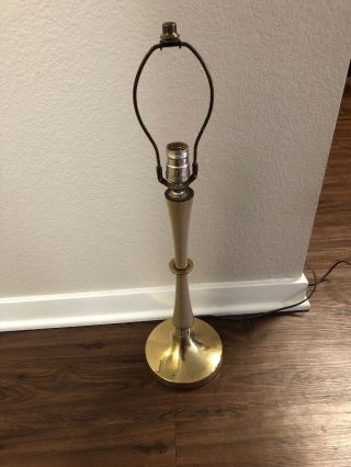 Vintage Mid - Century Modern Brass And Ceramic Table Lamp