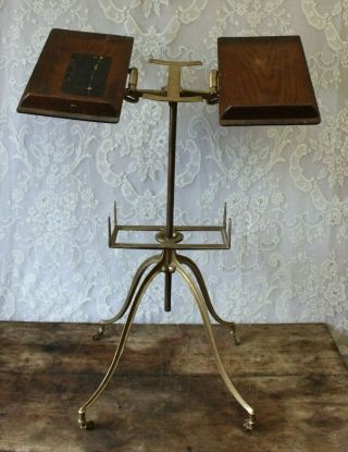 Antique Noyes Cast Iron And Wood Adjustable Bible / Music Stand Chicago
