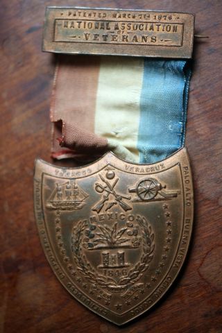1846 Mexico Us War Medal National Association Veterans Navy Name Not Civil War