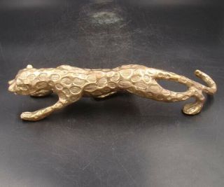 240mm Collectible Handmade Carved Statue Leopard Copper Brass Deco Art