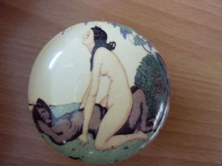 Art Deco Style Erotic Porcelain Trinket Pill Box Gerda Wegener 932 - 6b