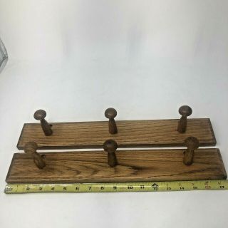 Solid Oak 3 - Peg Wall Mount Coat Rack Wooden Peg Hanger Set Of 2