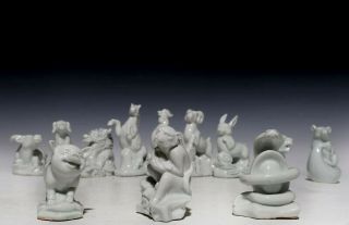 A Set Of Rare Chinese 12 Animals Zodiacs White Glaze Porcelain Statues 069GD 2