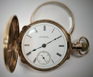 Antique Ew Blue Atlanta Hunter Case Gold Filled 15j Pocket Watch Elgin