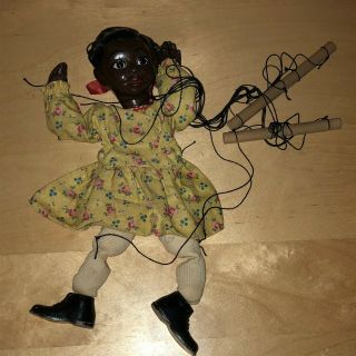 Antique Marionette Puppet Doll Girl Made By Curtis Crafts Black African American