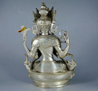 Collect Antique Tibet Silver Gilding Carve Thousand - Hand Buddha Precious Statue 5