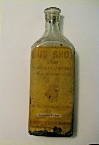 Vintage Northern Drug Co.  Duluth Minnesota Bed Bug Bug Shot Advertising Bottle