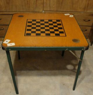 Vintage Painted Checkerboard,  Poker,  Folding Card Table,  Game Table