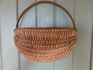 Antique Aafa Half Melon Hanging Wall Basket Hand Woven Oak - Ash Wood Splints