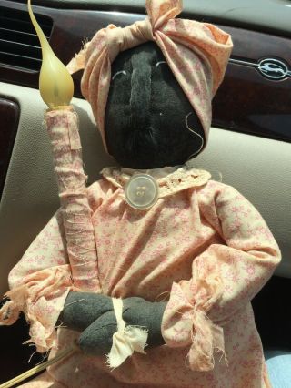 Vintage Primitive Folk Art Rag Doll Black Americana W Light 26 Inches