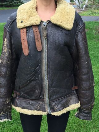 Leather Shearling Wwii Army Air Forces B - 3 Pilot Bomber Jacket Usaaf