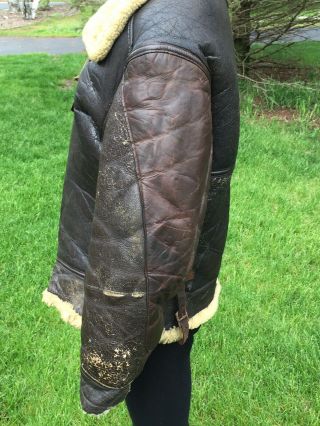 Leather Shearling WWII Army Air Forces B - 3 Pilot Bomber Jacket USAAF 4