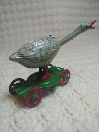 Goose Penny Tin Toy Nodder on Origional Base,  Made in Germany,  Antique BEAUTIFU 4