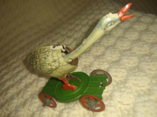 Goose Penny Tin Toy Nodder on Origional Base,  Made in Germany,  Antique BEAUTIFU 8