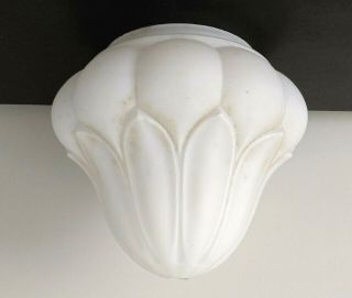 Large Vintage Milk Glass Lotus Flower Globe Shade For Light Fixture 8 ",  Fitter