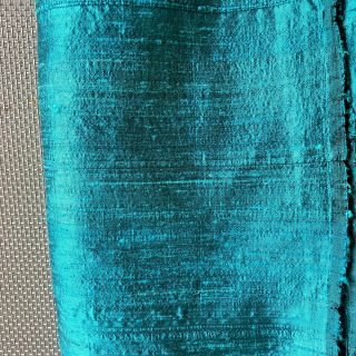 Vintage 1950s 1960s Turquoise Teal Silk Shantung Dress Sewinf Fabric 3 - 3/4 Yds