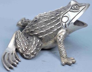 Collectable Noble Souvenir Old Handwork Miao Silver Carve Big Mouth Frog Statue