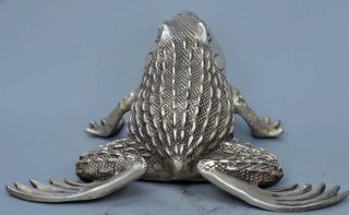 Collectable Noble Souvenir Old Handwork Miao Silver Carve Big Mouth Frog Statue 2