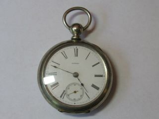 Aurora Watch Co.  18 Size Open Face Pocket Watch 1880s Running