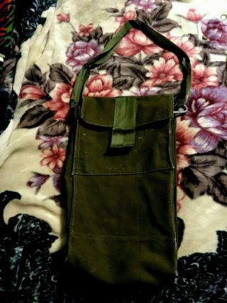 Vintage Us Military Large Army Green Canvas Satchel Bag Back Pack (24 X 12 X 6 ")