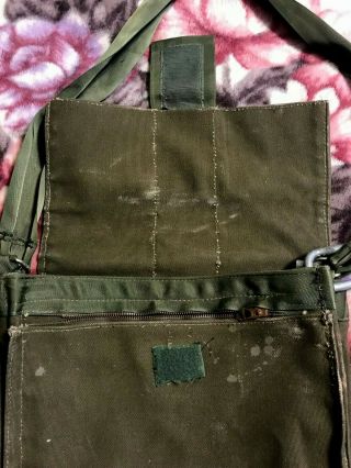 vintage US MILITARY LARGE ARMY GREEN CANVAS SATCHEL bag back pack (24 X 12 X 6 