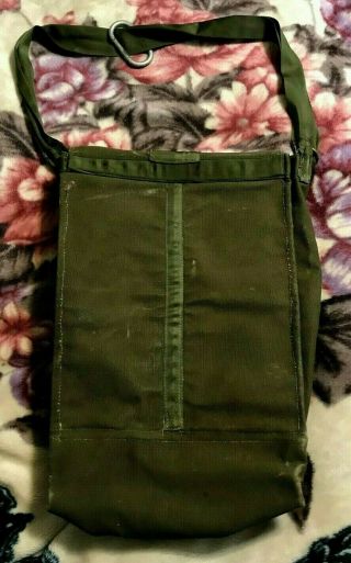 vintage US MILITARY LARGE ARMY GREEN CANVAS SATCHEL bag back pack (24 X 12 X 6 