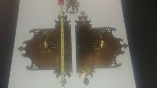 Massive Ca.  1930s Brass Door Handles And Backplates 13.  5 " T.  Very Solid Heavy