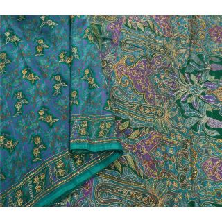 Sanskriti Vintage Green Saree Pure Silk Hand Embroidered Fabric Premium Sari