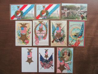 G.  A.  R.  9 Post Cards Plus 1 Reprint Patriotic Civil War