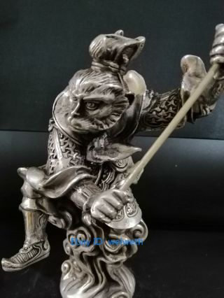 Chinese Tibet Silver Monkey king sun wukong Statue W Da Ming Xuande Mark 5