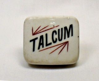 Talcum Antique Porcelain Apothecary Drug Store Cabinet Knob Drawer Pull