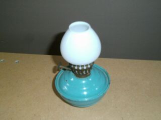 Vintage Green Enamel Kelly / Pixie / Nursery Oil Lamp Lantern with Weighted Base 2