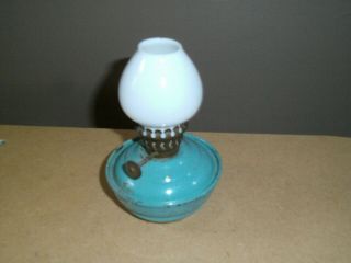 Vintage Green Enamel Kelly / Pixie / Nursery Oil Lamp Lantern with Weighted Base 3