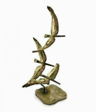 Vintage Brutalist Metal Flying Birds Sculpture Jere - Style