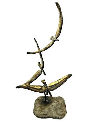 Vintage Brutalist Metal Flying Birds Sculpture Jere - Style 3