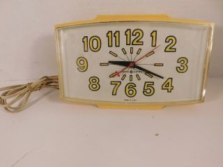 Retro Mid Century Modern General Electric Yellow Kitchen Wall Clock,  Model 2190