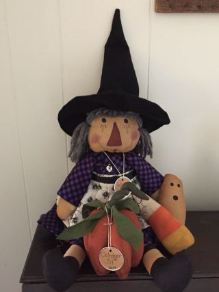 Primitive Folk Art Raggedy Ann Doll Winnie The Witch 3D Pumpkin 2