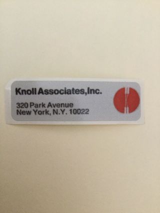 Knoll Associates Park Avenue York Label Decal Sticker