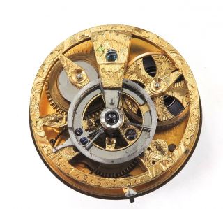 1700s 18k Gold & Cobalt Blue Enamel Continental Pocket Watch Skeleton Movement