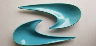 Set (2) Mid Century Modern Boomerang Dish Newport Usa Pottery