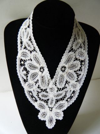 Old Antique Collar Victoirian Duchesse Tape19c Lace Full V Neck H Made Of White